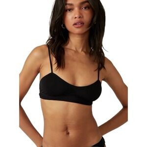 Free People One Step Ahead Bralette Women's Medium M Black‎ Bra New